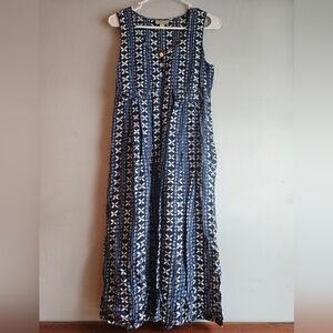 Ann Taylor Blue and White Patterned Maxi Dress